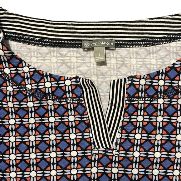 Talbots Short Sleeve Blue and Orange Geometric Shape Top Size S - Picture 6 of 7